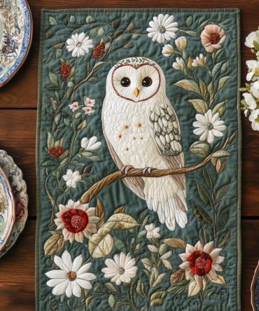 Snow Owl Quilted Table Runner