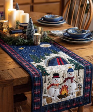 Snowbound Campsite Quilted Table Runner