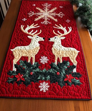 Snowbound Sleigh Quilted Table Runner
