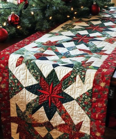 Snowflake Wishes Quilted Table Runner