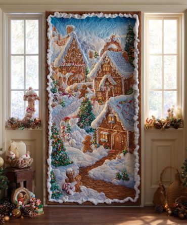 Snowflake Light Trail Quilted Door Cover