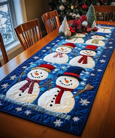 Snowflake Sparkle Quilted Table Runner