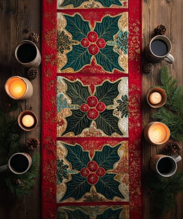 Snowflake Trail Quilted Table Runner