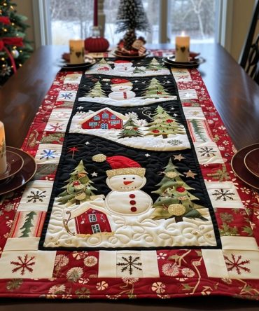 Snowman Frosty’S Wonderland Quilted Table Runner