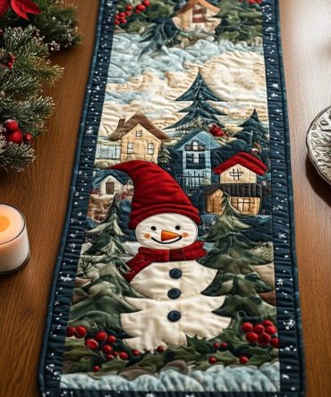 Snowman Cheer Quilted Table Runner