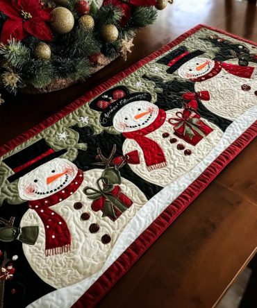 Snowman Delight Quilted Table Runner
