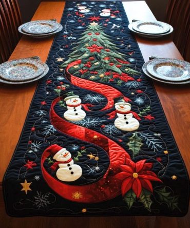Snowman Delight Quilted Table Runner