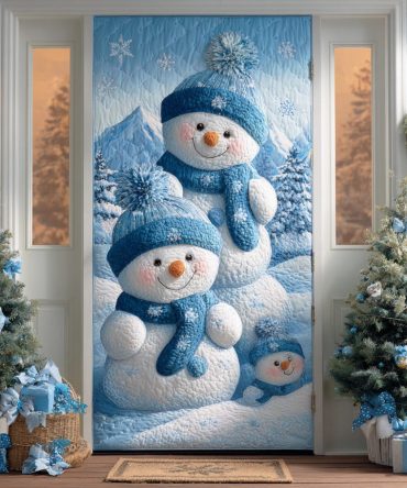 Snowman Holiday Smile Quilted Door Cover