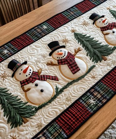 Snowman Lane Quilted Table Runner