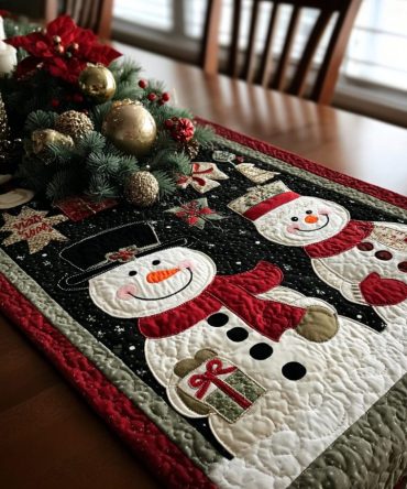 Snowman Magic Quilted Table Runner