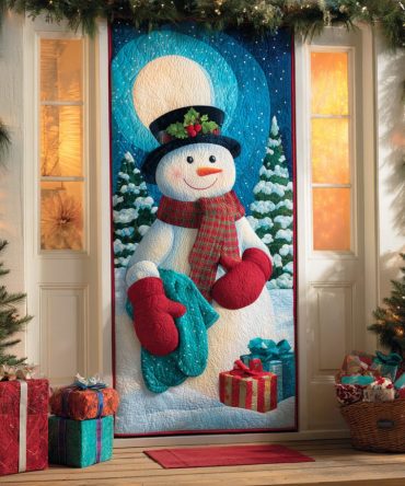 Snowman Merry Frost Quilted Door Cover