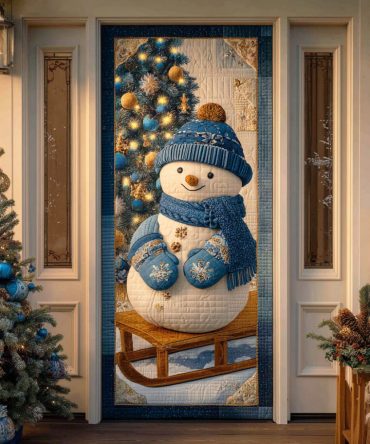 Snowman Snow Globe Dream Quilted Door Cover