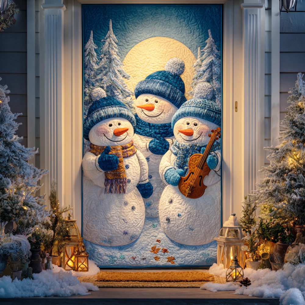 Snowman Winter Parade Quilted Door Cover
