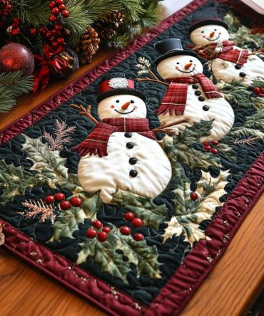 Snowy Smiles Quilted Table Runner