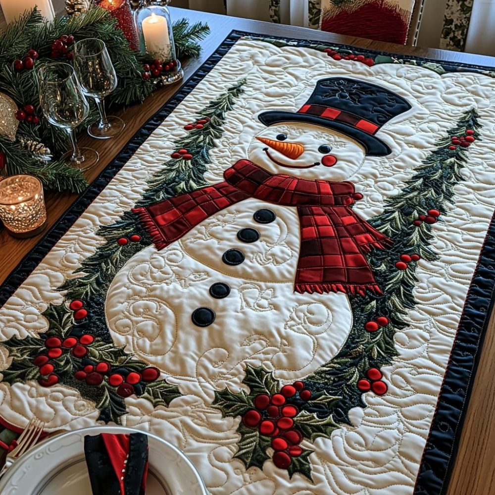 Snowy Bliss Quilted Table Runner