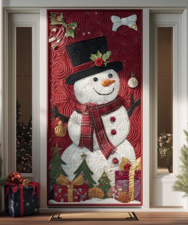 Snowy Cottage Quilted Door Cover