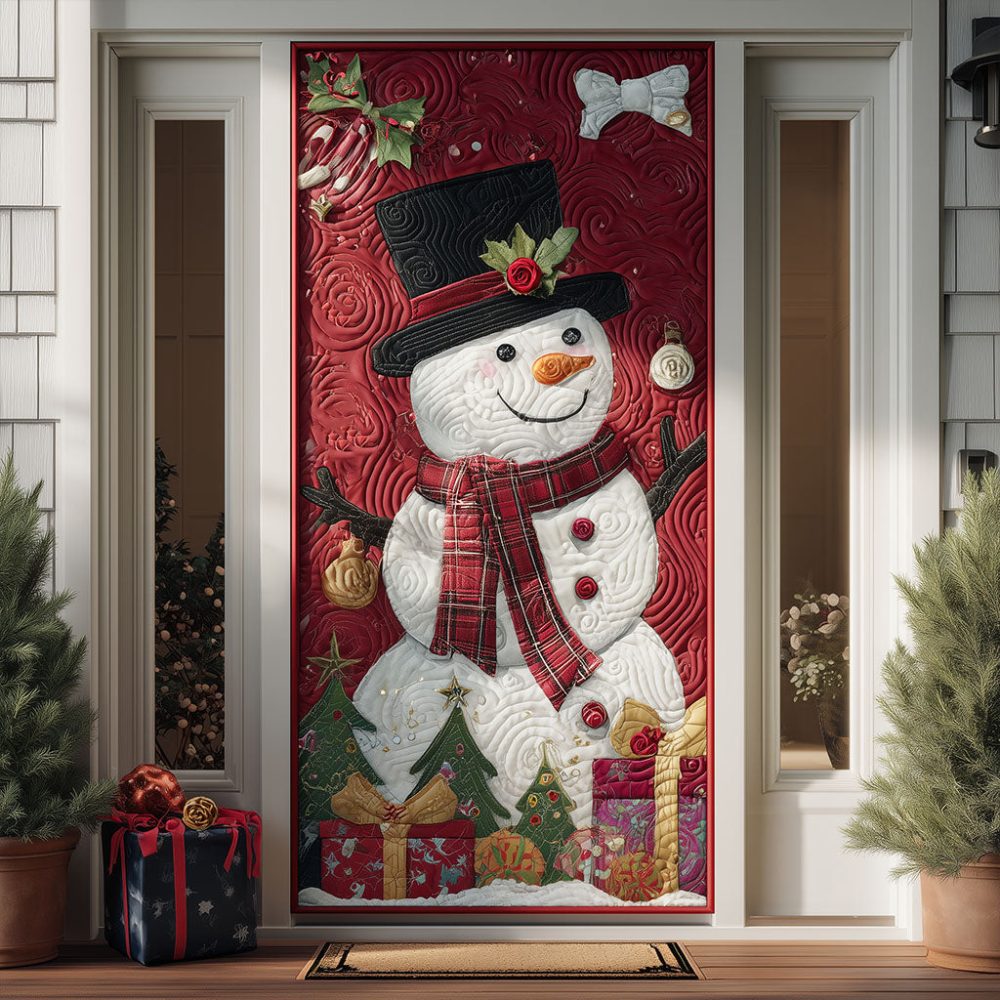 Snowy Cottage Quilted Door Cover