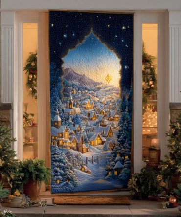 Snowy Dream Night Quilted Door Cover