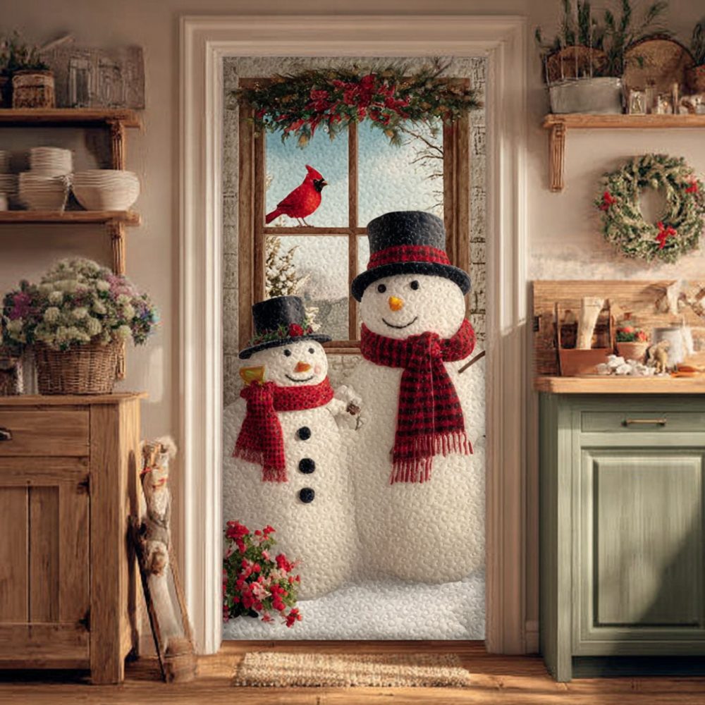 Snowy Greetings Quilted Door Cover
