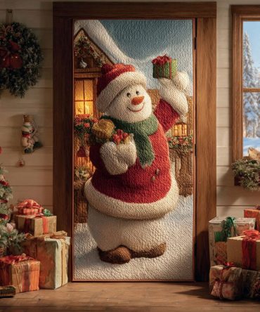 Snowy Lights Quilted Door Cover