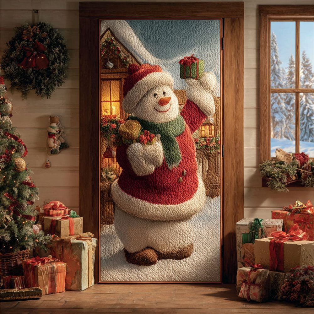 Snowy Lights Quilted Door Cover