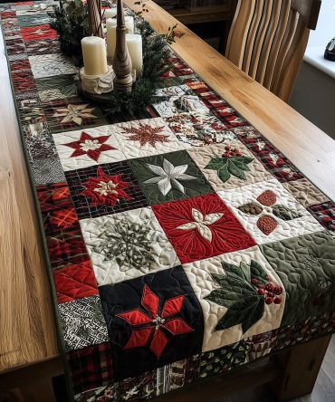 Snowy Pattern Quilted Table Runner