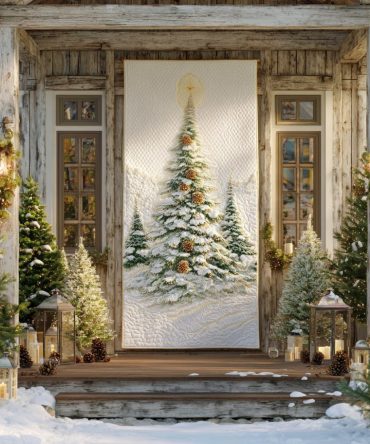 Snowy Pines Quilted Door Cover