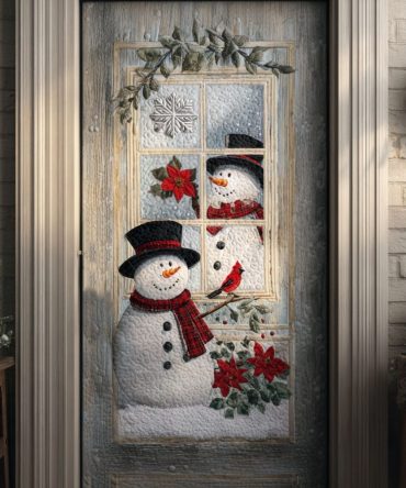 Snowy Smile Quilted Door Cover