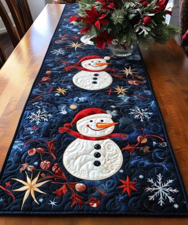Snowy Smiles Quilted Table Runner