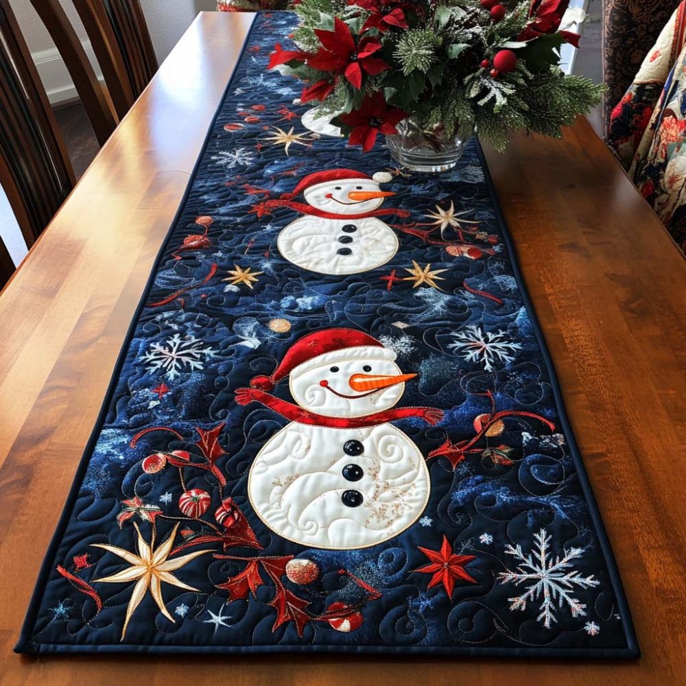 Snowy Smiles Quilted Table Runner
