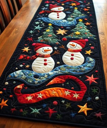 Snowy Smiles Quilted Table Runner
