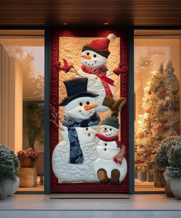 Snowy Smiles Trio Quilted Door Cover