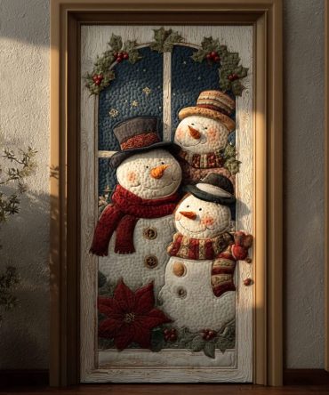 Snowy Window Quilted Door Cover
