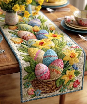 Soft Easter Fields Quilted Table Runner