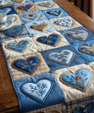 Soft Hearts Quilted Table Runner