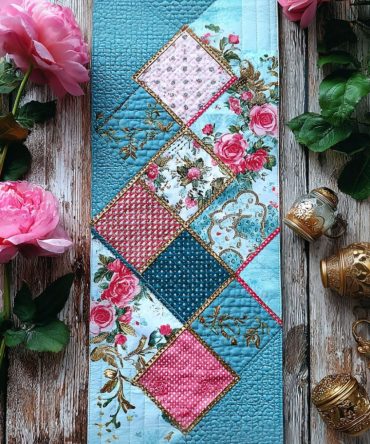 Soft Morning Roses Quilted Table Runner