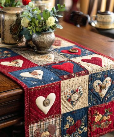Soft Romance Quilted Table Runner
