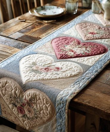Soft Romance Quilted Table Runner