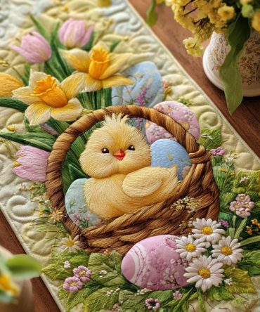 Soft Spring Quilted Table Runner