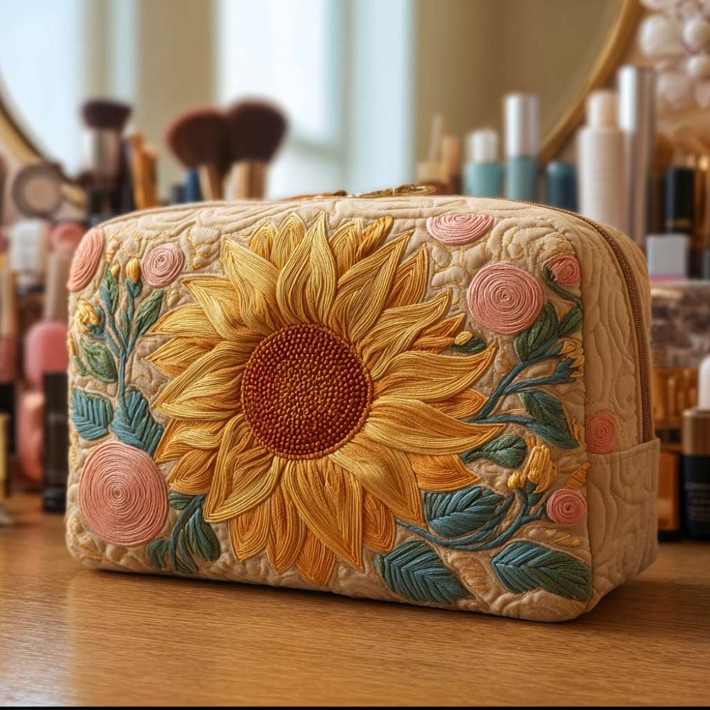 Soft Sunshine Quilted Makeup Bag