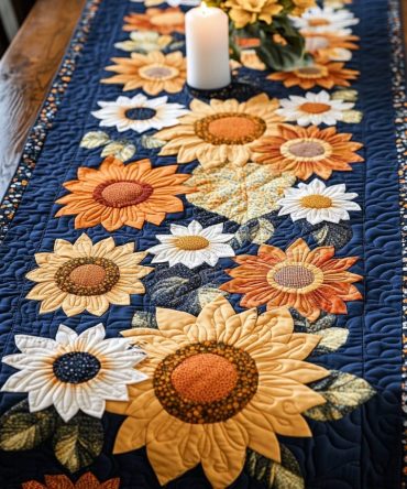 Solar Sunflower Quilted Table Runner
