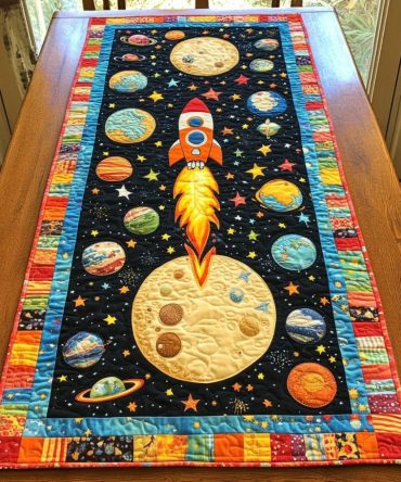 Space Rocket Quilted Table Runner