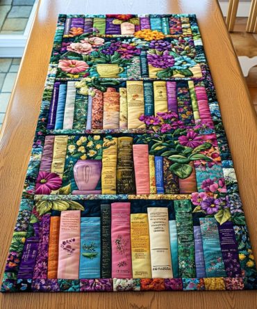 Spacious Bookshelf Quilted Table Runner