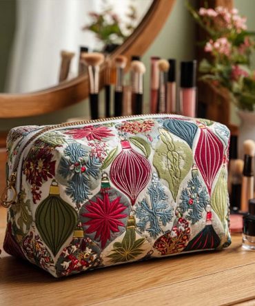 Sparkle Ornament Quilted Makeup Bag