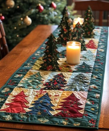 Sparkling Pines Quilted Table Runner