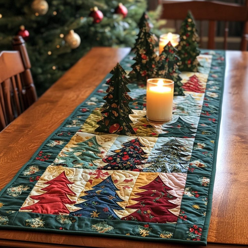 Sparkling Pines Quilted Table Runner