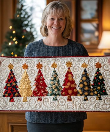 Sparkling Tree Lane Quilted Table Runner