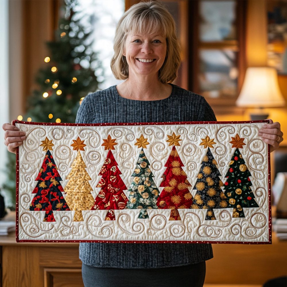Sparkling Tree Lane Quilted Table Runner