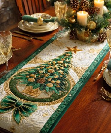 Sparkling Tree Quilted Table Runner