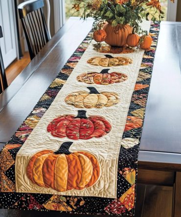 Spooky Pumpkin Quilted Table Runner